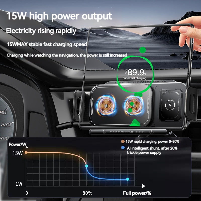 Car Auto Rotating Phone Holder with 15W Wireless Charger