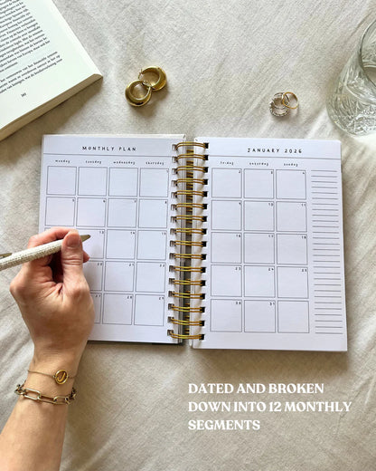 Dated 2026 Planner | A5 Hardcover | Spiral-Bound | Week-to-View | 214 Pages