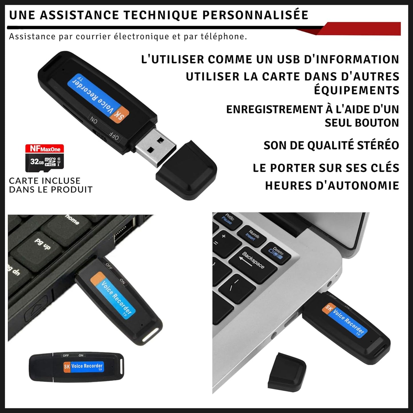 USB voice recorder with voice detection