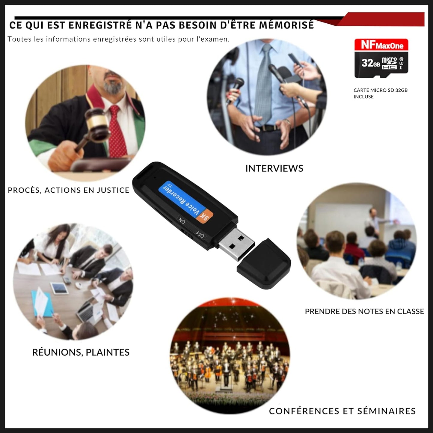 USB voice recorder with voice detection