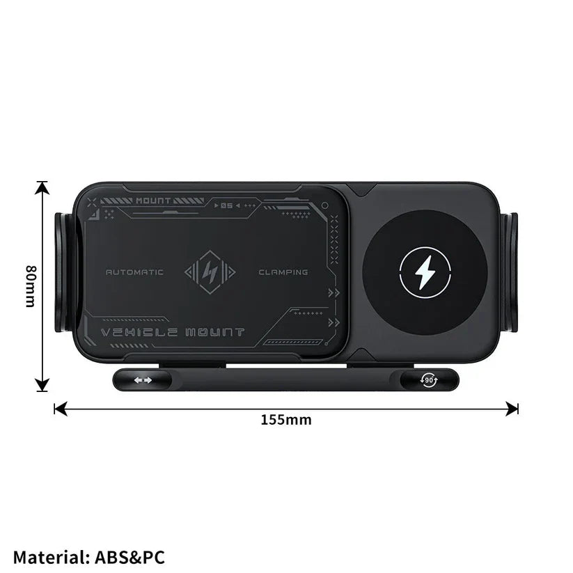 Car Auto Rotating Phone Holder with 15W Wireless Charger